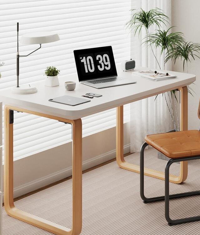 家用雙人書桌電腦桌臥室實木腿學生學習桌寫字桌簡約現代辦公桌子
