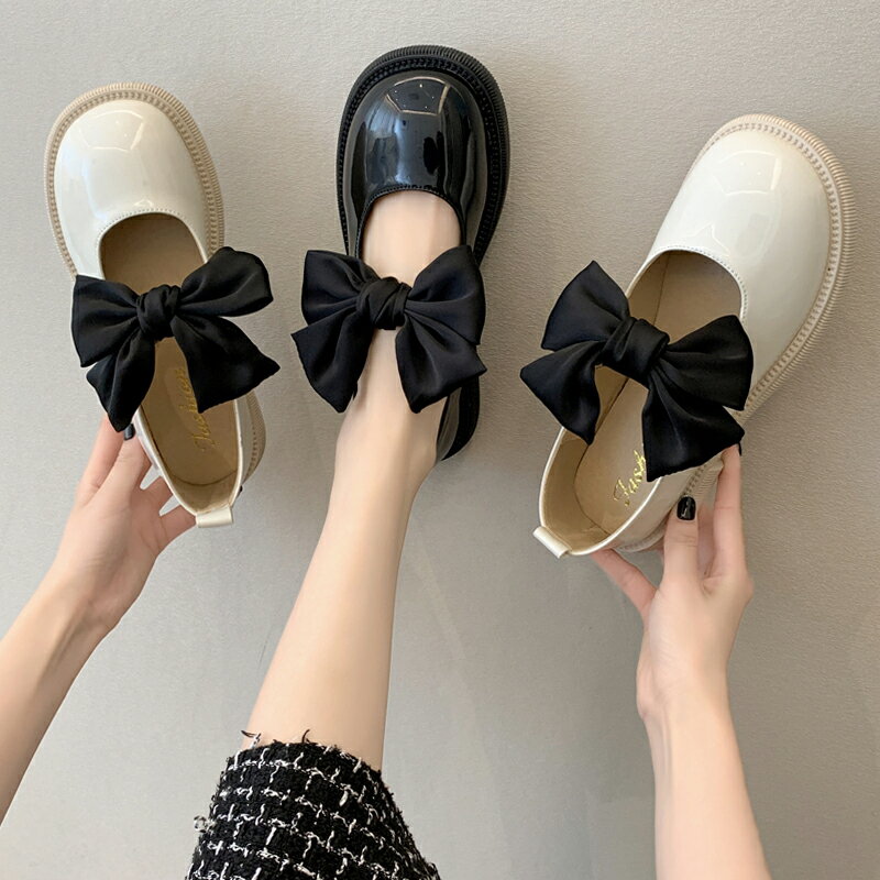 瑪麗珍小皮鞋女2021年新款夏季亮面蝴蝶結可愛軟妹學生日系jk單鞋