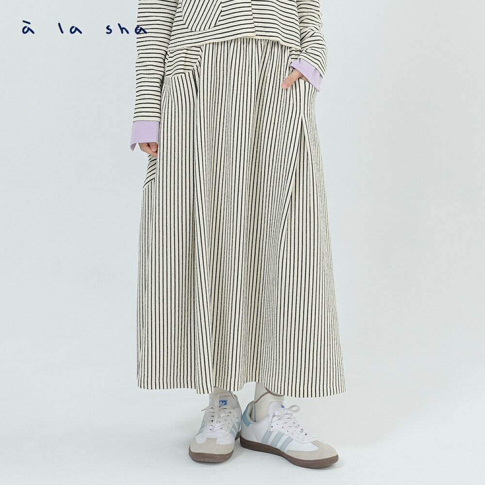 a la sha 條紋拼接造型裙