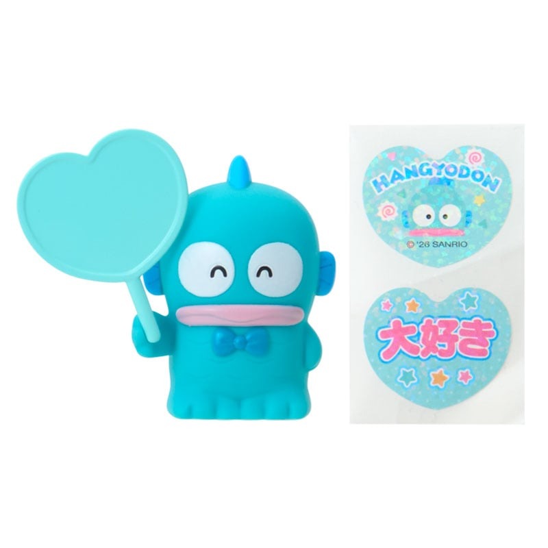 asdfkitty*三麗鷗 粉盒 人魚漢頓 應援扇造型夾子 手指玩偶 附貼紙-名片夾 相片夾-日本正版商品
