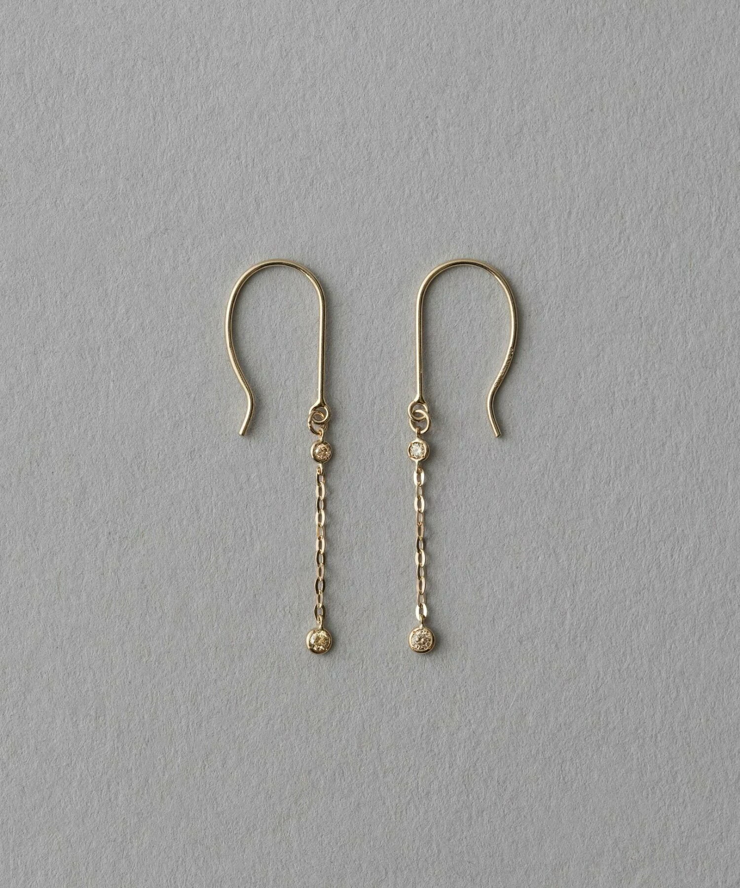 [bijoux] ete  K18RBG 棕鑽垂墜耳環 金色 | 耳環 送禮 情人節 [Rakuten Fashion]