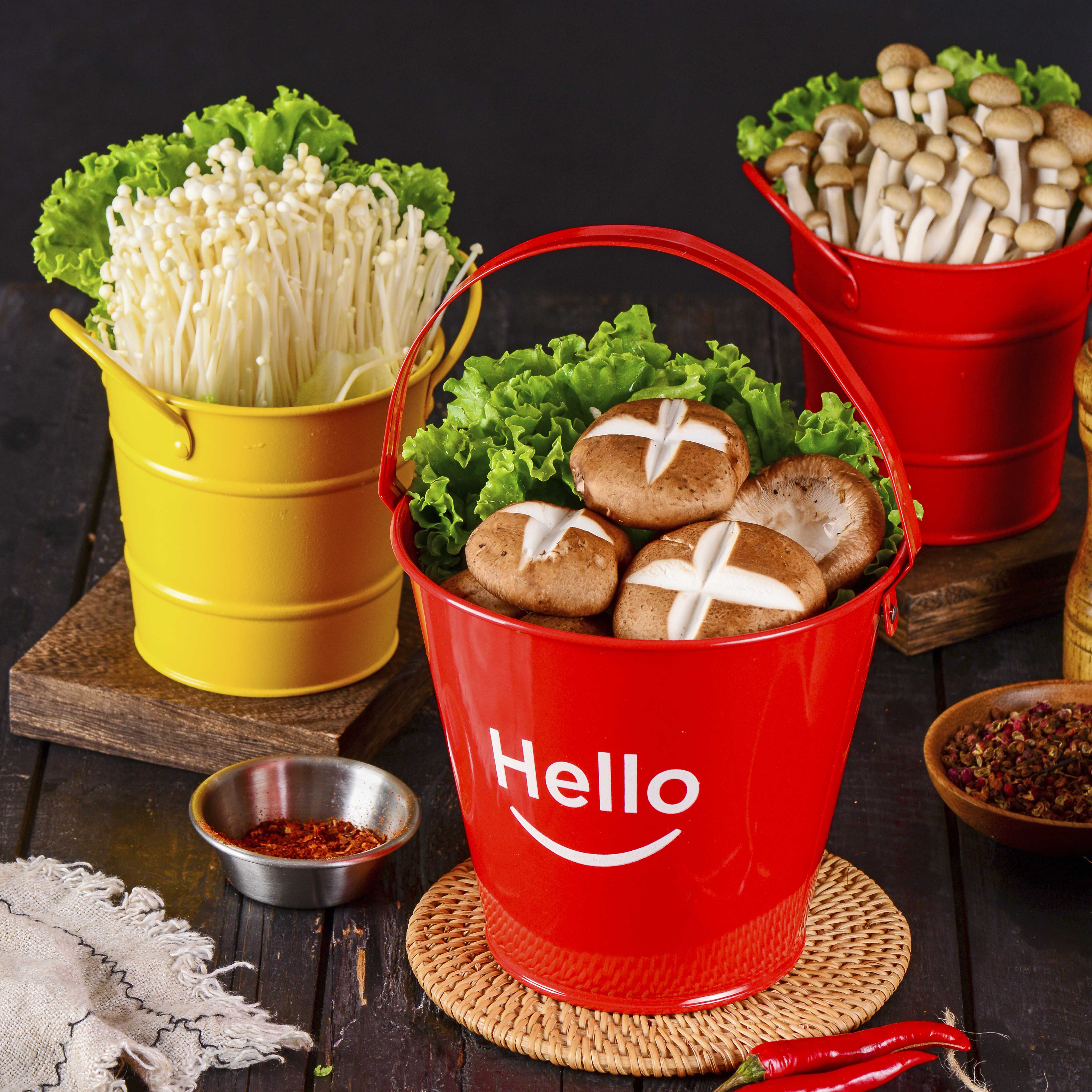 網紅火鍋店餐具鐵桶蔬菜拼盤烤肉創意青菜桶特色金針菇商用盤子