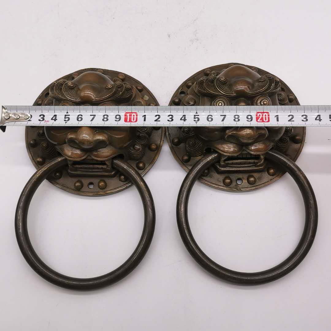 仿古做舊純銅獅子頭門環大門拉手門環黃銅獅子老式門裝飾工藝品| 協貿