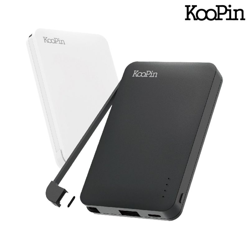 行動電源 KooPin 8208 極簡風自帶線 Type-C 行動電源(5000mAh) 自帶線 Type-C USB 【愛瘋潮】