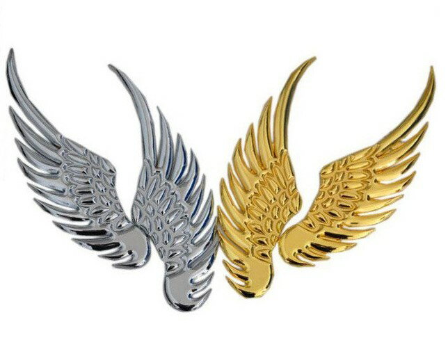 汽車用品立體金銀色老鷹翅膀 天使之翼 老鷹天使性車貼 金屬車貼