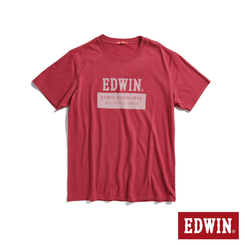 EDWIN 男款 斜紋經典LOGO短袖T恤 (紅色)