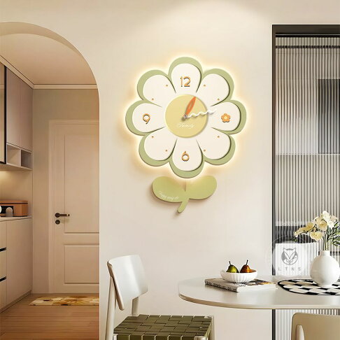 免運 全館8折 掛鐘 客廳掛鐘 時尚掛鐘 時鐘 奶油風掛鐘客廳簡約創意靜音鐘表新款高級感家用餐廳花朵掛墻時鐘特惠/開立發票 工廠直銷 H1210 0