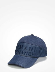 美國百分百【全新真品】Armani Exchange 鴨舌帽 棒球帽 AX 帽子 電繡logo 牛仔布 牛仔藍 I179