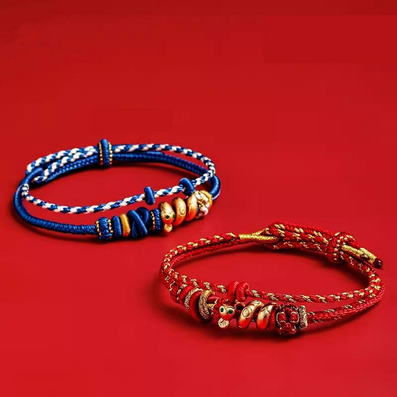 現貨+預購 編織手鍊手工手繩女手珠平安擋煞防小人轉運淨化招財開運-捲捲蛇金蛇送福2色74kj3【獨家進口】【米蘭精品】