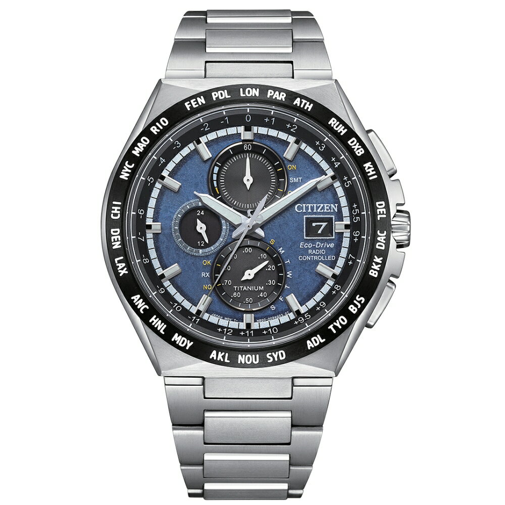 送禮首選★CITIZEN 星辰 鈦金屬電波藍面光動能腕錶AT8238-84L 推薦 禮物 附提袋 線上購買享_實體門市同步服務