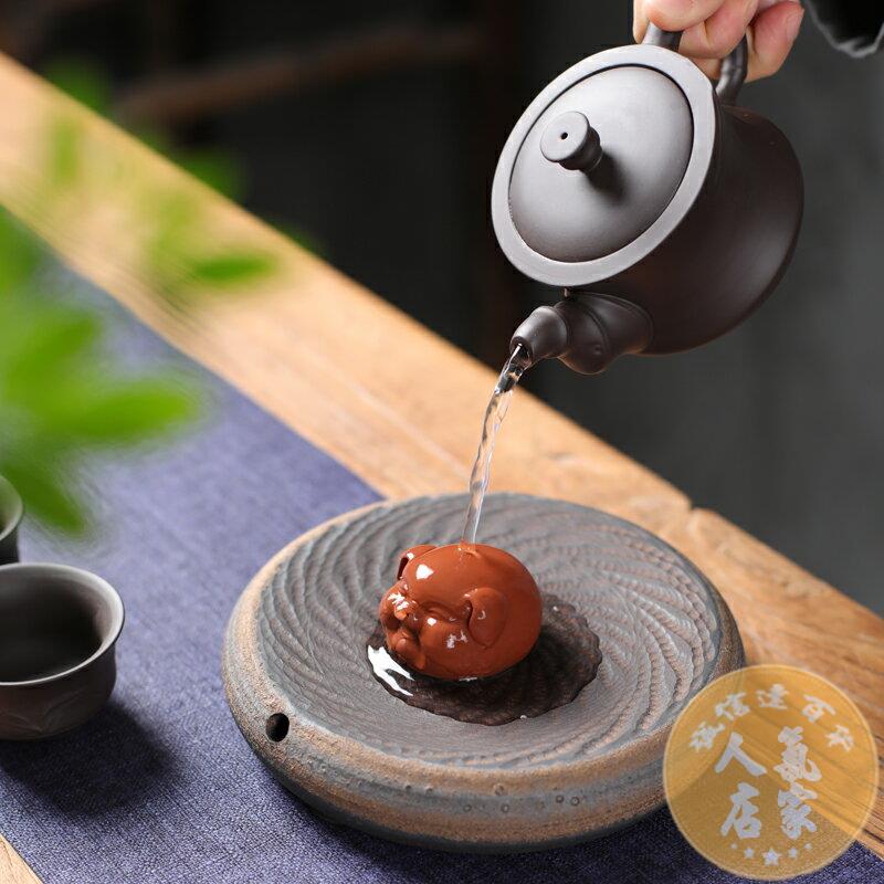 茶寵 紫砂擺件茶玩茶藝小豬精品可養招財小福豬茶盤茶蟲家居