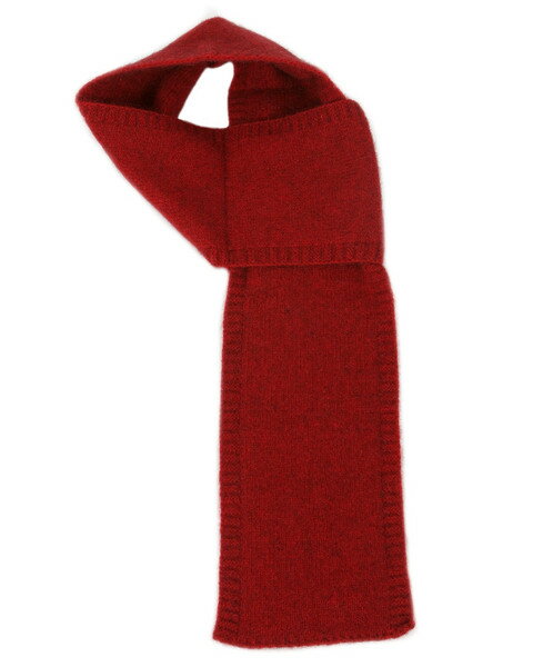 紐西蘭貂毛羊毛圍巾*深紅色(窄版12公分)