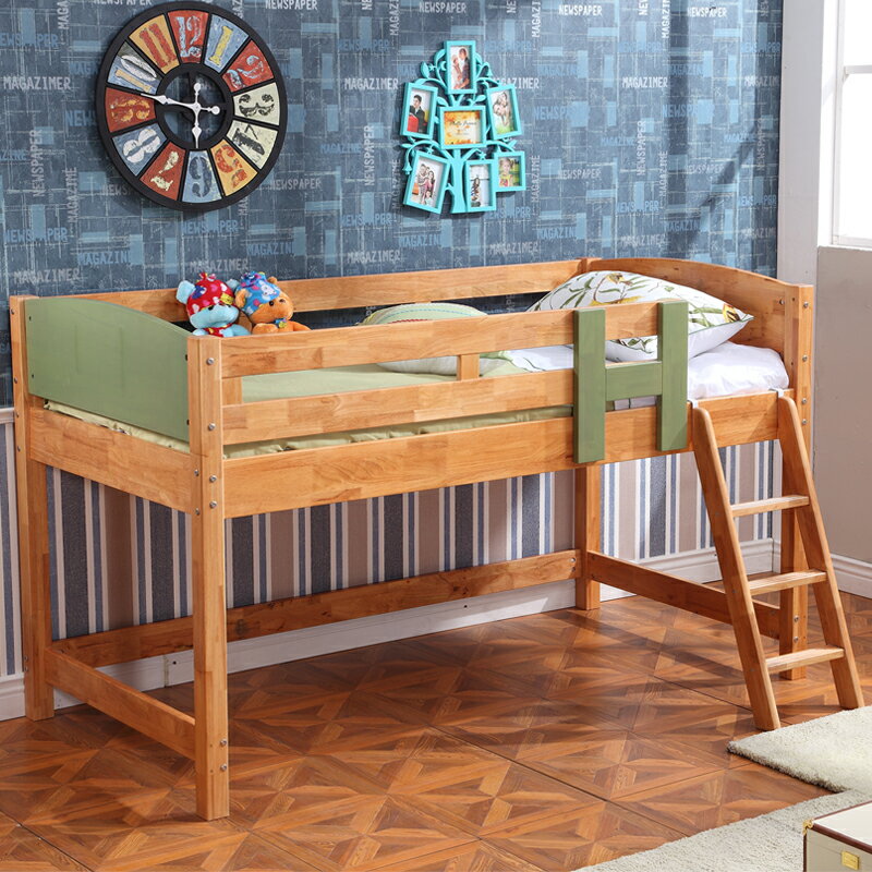 全實木半高床兒童床男孩組合床兒童實木床儲物床簡約戶型帶書桌