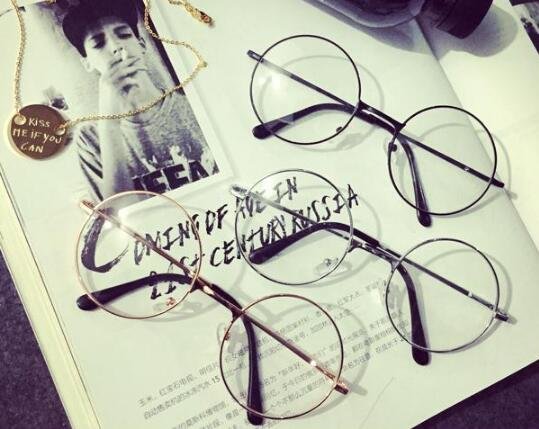 FINDSENSE品牌 設計 時尚 潮 男女情侶款 複古圓型 金屬鏡框 平光眼鏡 太子眼鏡