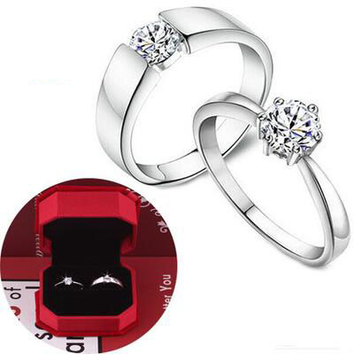 包郵結婚戒指 情侶戒指一對男女對戒結婚仿真鉆戒活口可調節對戒