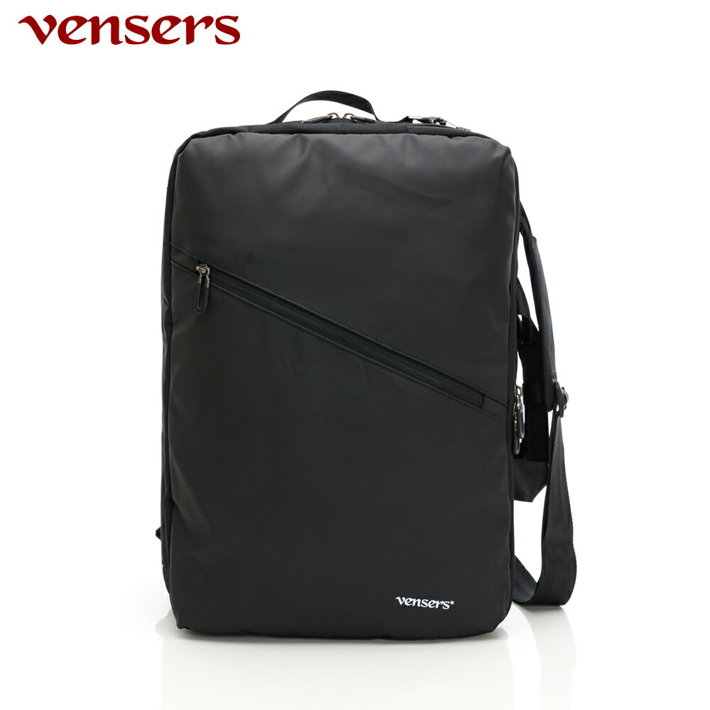 【vensers】多功能時尚後背包 上班通勤包 雙肩背包 筆電後背包 純色 休閒包 (S1000301黑色)
