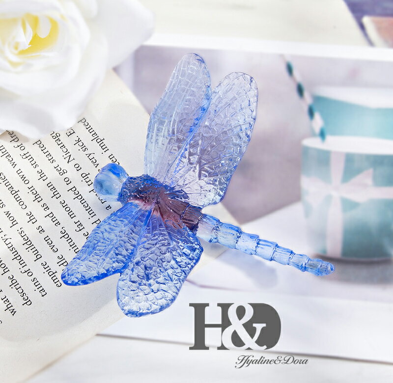 H&D 造景小動物蜻蜓飛翔水景裝飾配件精緻桌擺件 鎮紙工藝品搭配