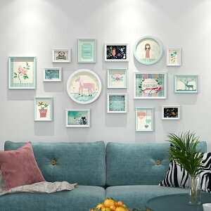 創意照片墻 實木照片墻簡約現代掛墻相框墻創意組合客廳臥室歐式相片墻免打孔