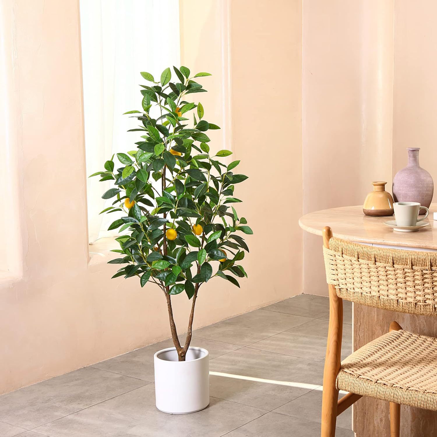 北歐風仿生綠植檸檬樹盆栽擺件家居客廳裝飾假植物盆景模擬樹造景