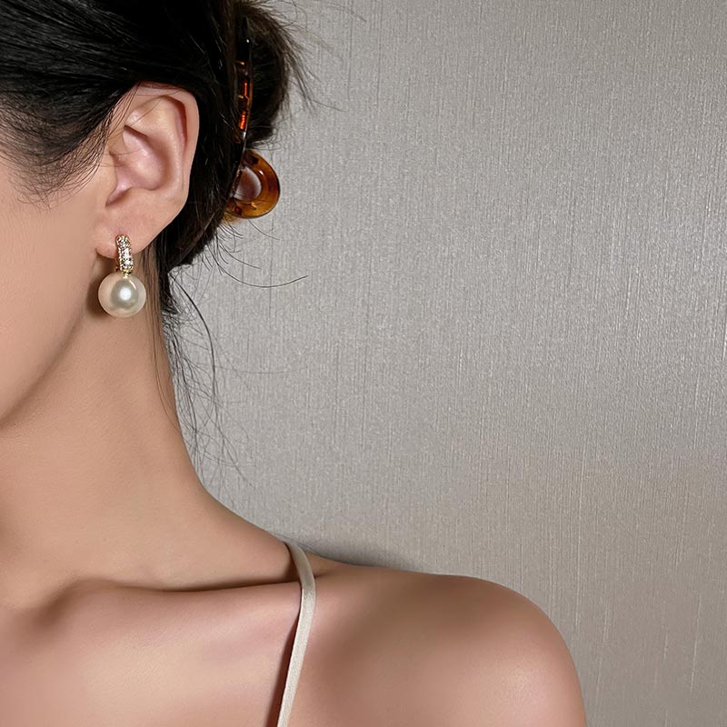 優雅精致珍珠耳環韓國氣質碎鉆微鑲網紅耳釘時尚冷淡風輕奢耳飾女