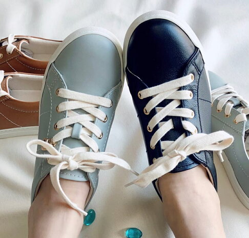 台灣 台南在地手工鞋品牌 Suky Shoes喜歡鞋 簡約清新綁帶休閒鞋女鞋七色皮革鞋履日本重磅丹寧布輕鬆時尚 Suky