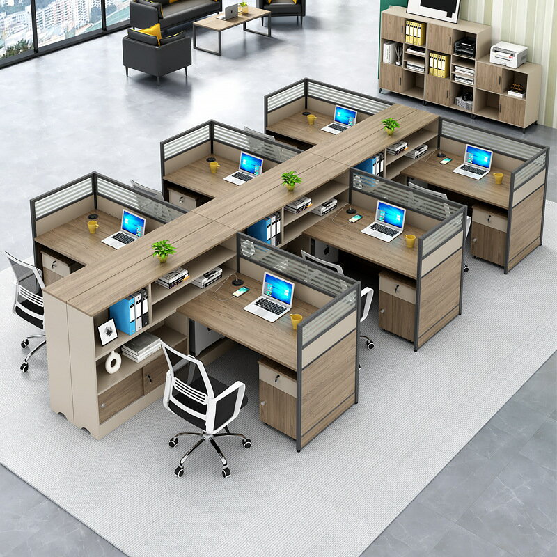 免運速發 辦公桌 工位桌 員工桌職員辦公桌椅組合簡約現代三人位辦公桌子辦公室財務室屏風卡座桌