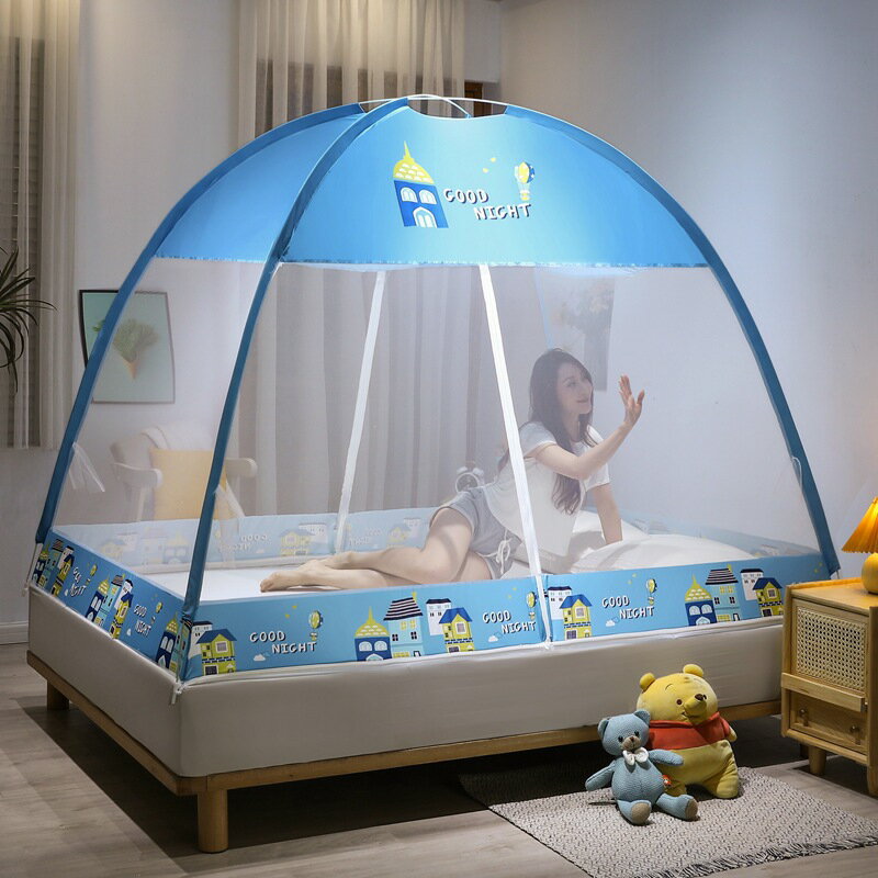 免安裝蒙古包蚊帳2022新款家用臥室防摔兒童1.5m頂布加密厚防塵罩