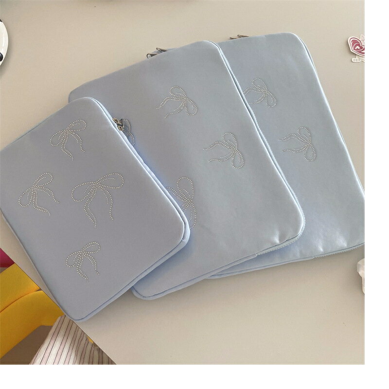 【巴黎精品】手拿包帆布電腦包-ins燙鑽蝴蝶結可愛男女包包3色w1ac50