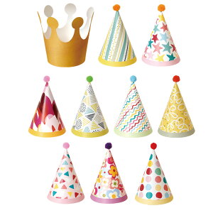 伊和諾DIY生日帽兒童蛋糕帽成人皇冠頭飾派對紙帽套裝PH(10個裝)
