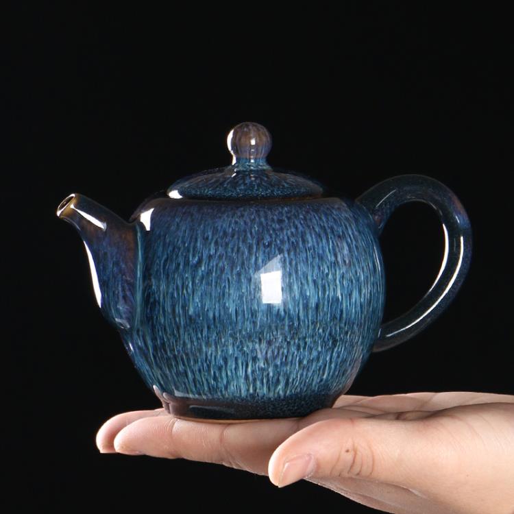 茶壺 窯變茶壺陶瓷單壺功夫茶具大號泡茶壺天目釉拉絲沖茶器西施壺家用 快速出貨