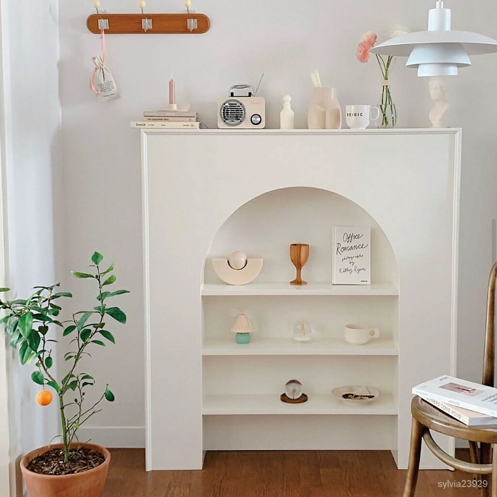 家具法式復古壁爐裝飾櫃北歐韓式白色簡約民宿攝影置物架陳列展示櫃