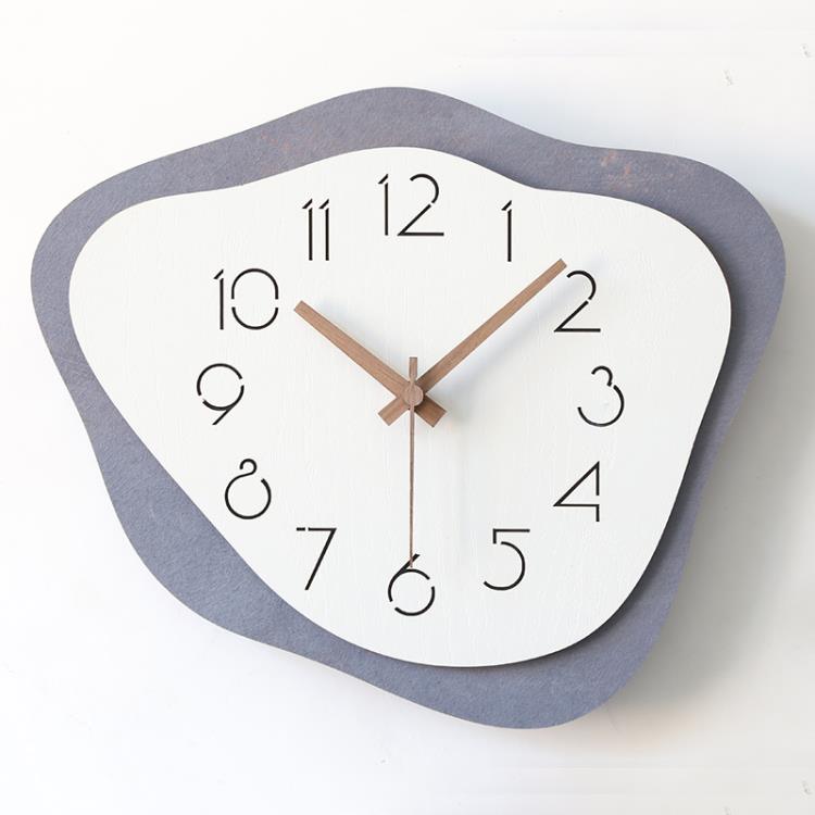 鐘錶掛鐘客廳北歐創意時鐘掛錶簡約現代家用靜音異形掛墻上石英鐘 【林之舍】