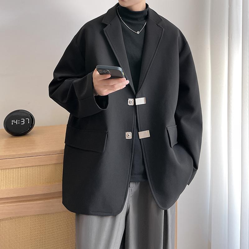 輕奢高階感西裝外套男士韓版寬松小西服男春秋季潮流痞帥休閑夾克-益三禾