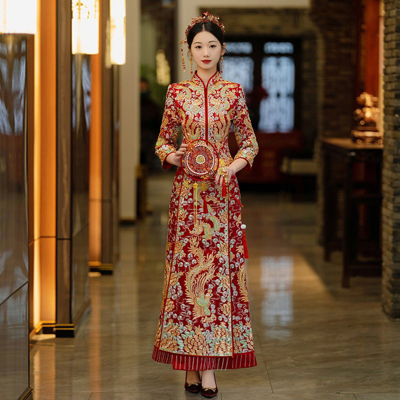 【最低價】【公司貨】龍鳳褂新娘秀禾服高級褂皇2023新款結婚婚禮禮服中式婚紗敬酒服女 2