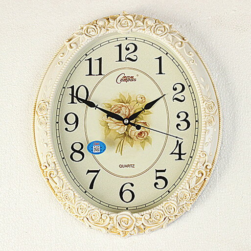 康巴絲客廳靜音掛鐘歐式創意時尚藝術石英時鐘臥室壁橢圓豪華鐘表