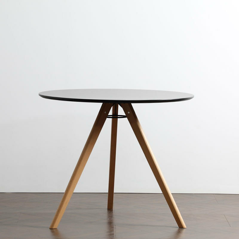北歐小戶型餐廳時尚現代簡約創意咖啡實木腿圓形餐桌家用會議桌子