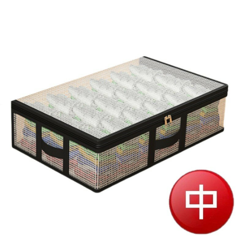  透明網布床底收納袋-中號(黑色) [大買家]