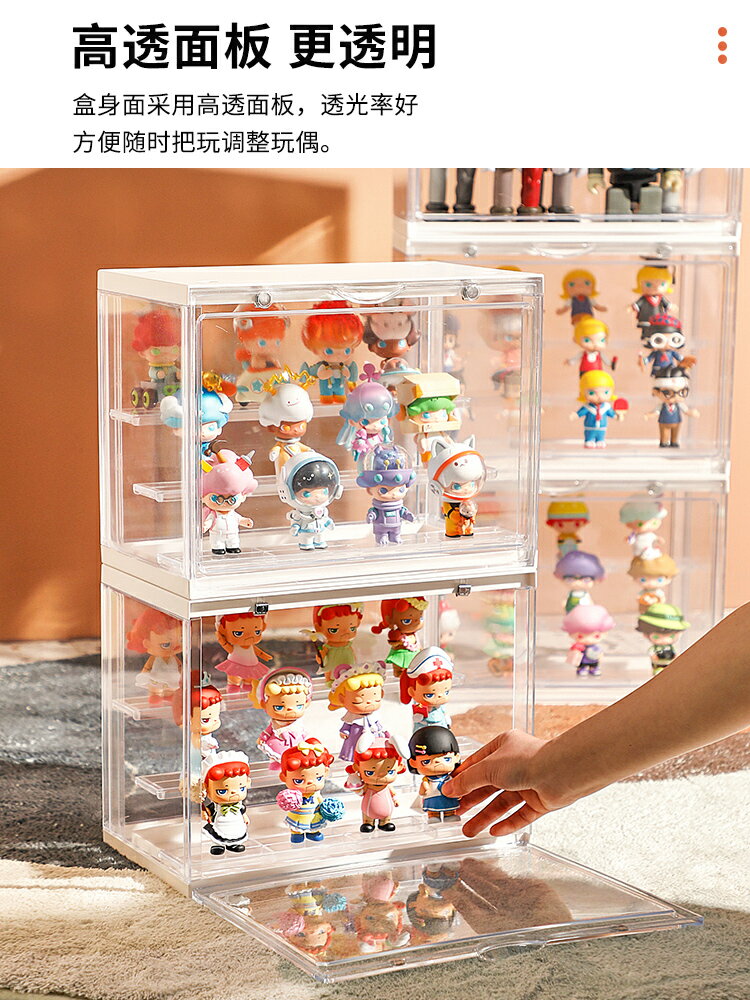 泡泡瑪特展示盒透明盒子防塵罩收藏櫃階梯popmart盲盒手辦收納架