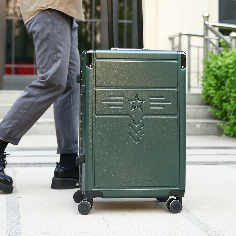 PC鋁框拉桿箱24寸可印制logo密碼旅行箱20寸萬向輪行李箱