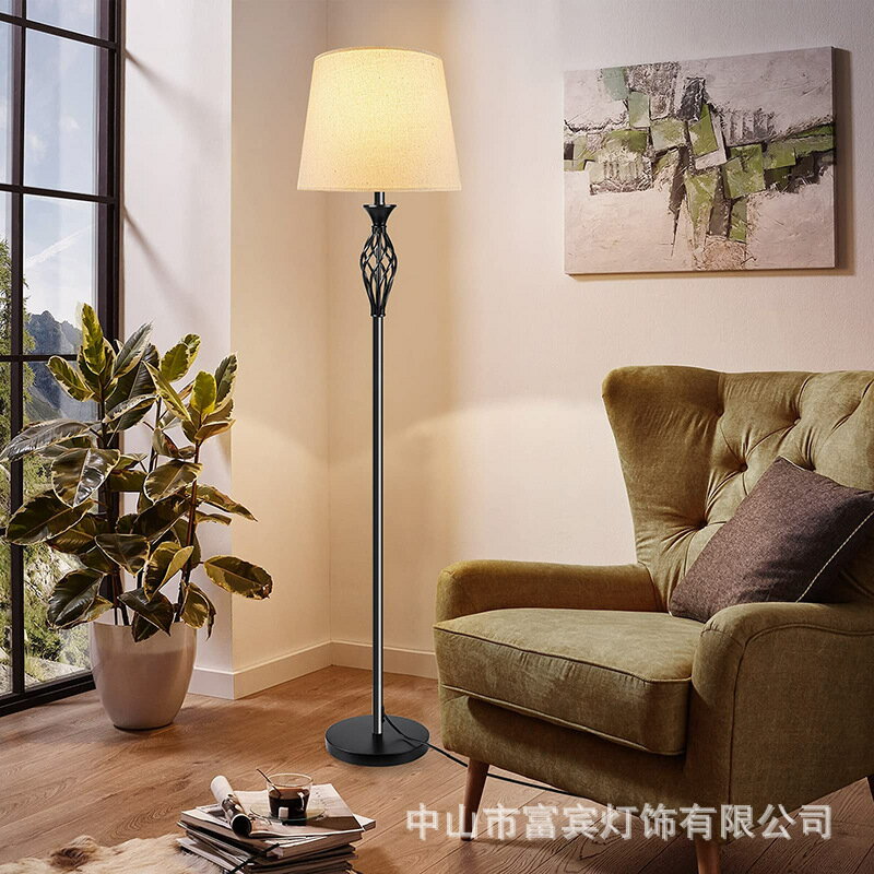 可開發票 美式簡約復古工藝落地燈客廳燈臥室燈床頭立式裝飾燈可供跨境供貨 免運