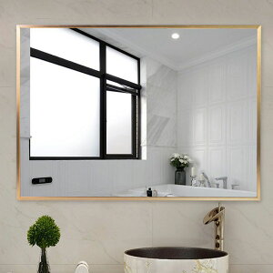 掛鏡壁鏡半身鏡 衛生間浴室鏡子免打孔掛墻式洗手間廁所貼墻壁掛鋁合金邊框化妝鏡