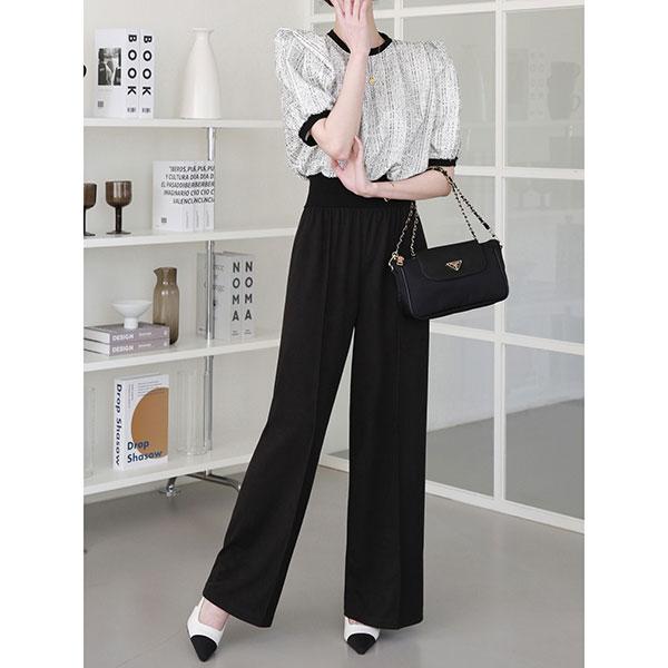 ANNAS 正韓 高級感 假墊肩 小香 套裝 短袖 長褲 肩膀造型 金蔥 毛呢 小香風 婚禮 名媛 韓國 韓劇女主角 1