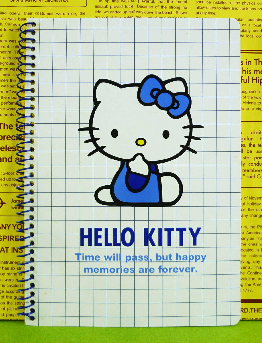 【震撼精品百貨】Hello Kitty 凱蒂貓 筆記本 側坐 藍格子【共1款】 震撼日式精品百貨