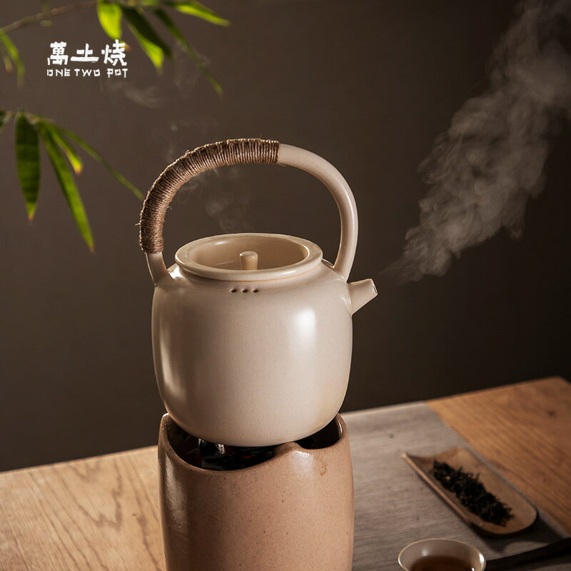 萬土燒 日式明火煮茶壺燒水壺粗陶陶瓷煮水壺茶器家用功夫泡茶