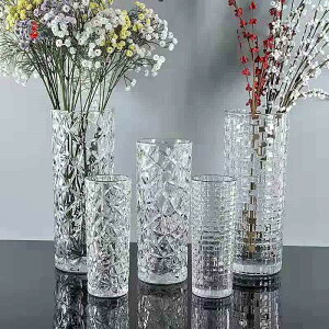 加厚花瓶玻璃透明水養富貴竹玫瑰百合干花插花擺件大號客廳北歐瓶