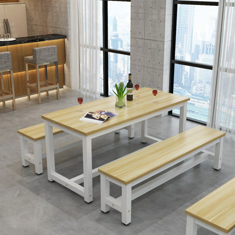 餐桌 桌椅組合長方形餐桌一桌兩凳家用食堂小吃部桌學習桌椅