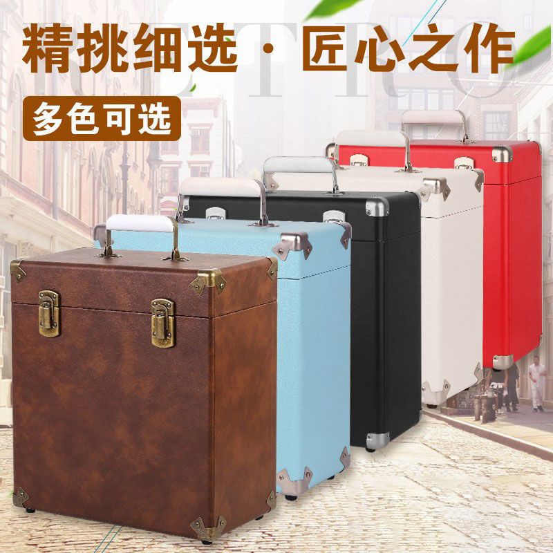 開發票 CD/DVD整理櫃 復古實木手提LP黑膠唱片收納箱12寸7寸儲物盒cd收納盒黑膠保護盒S065公司貨快速出貨