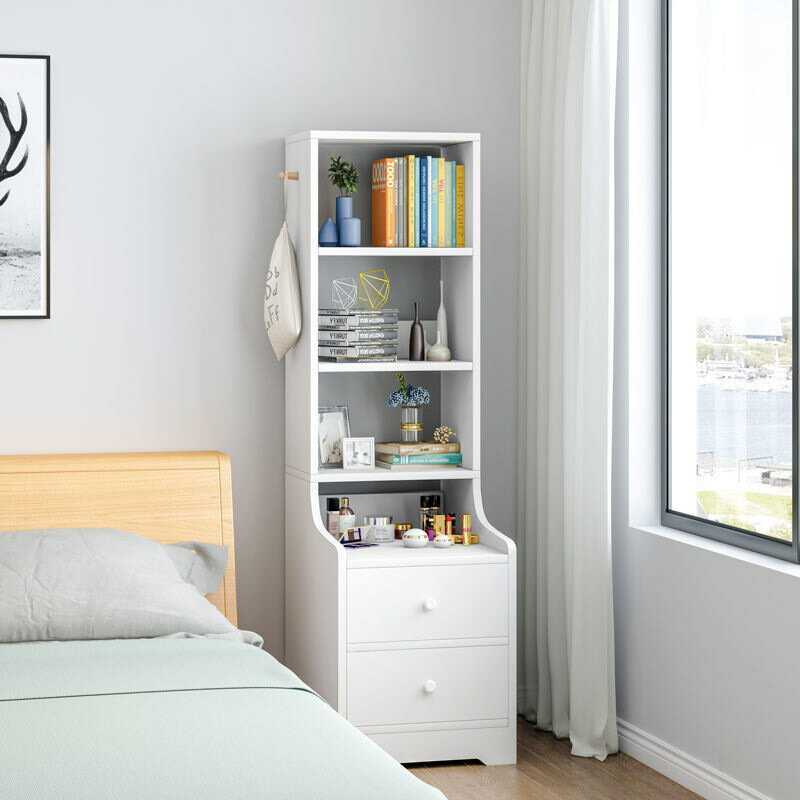 APP下單享點數9% 床頭柜簡約現代臥室床邊多功能實木色簡易置物架經濟型儲物收納柜
