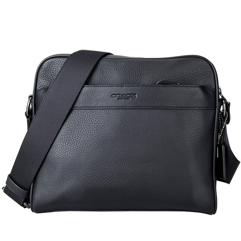 COACH男士黑色皮質單肩斜挎包F24876 ｜情人七夕獻禮►指定刷卡回饋10%►領券最高再折1500★全館免運