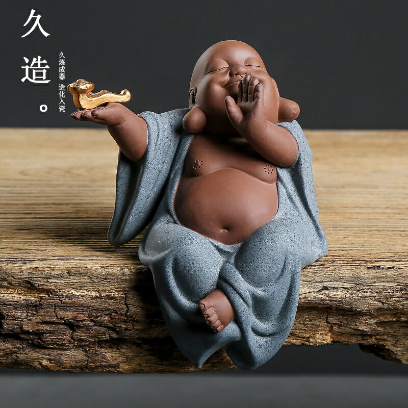 久造 陶瓷彌勒佛擺件 精品笑佛中式客廳家居擺設紫砂招財佛工藝品
